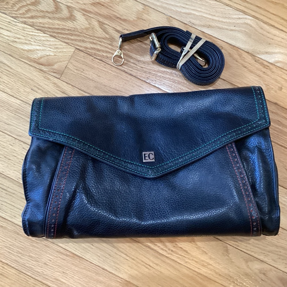 Stylish Black Leather Clutch by Enrico Coveri